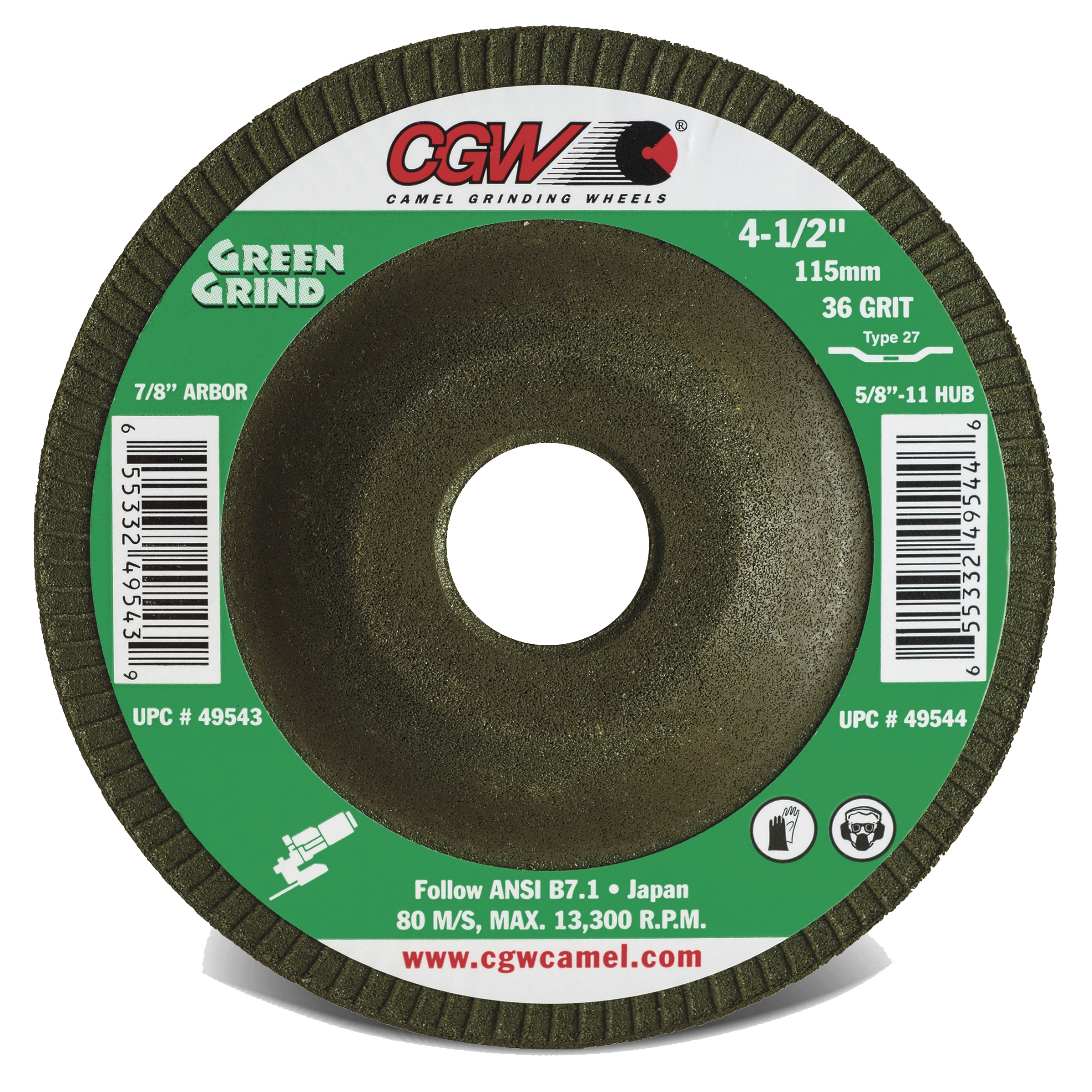 Picture of CGW "Camel" Abrasive 5X5/8-11 36Grit T27 Wheel Grinding